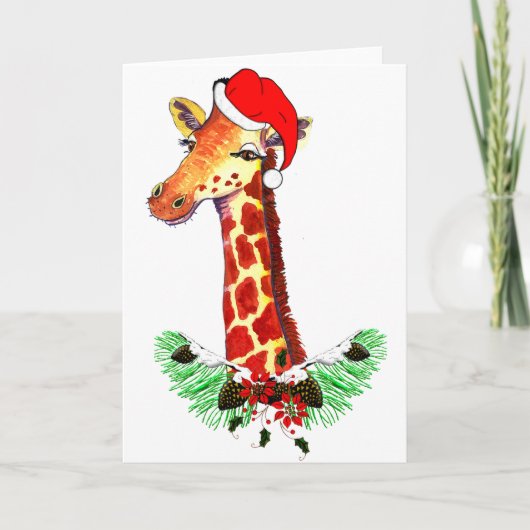 De Giraffe van Kerstmis Feestdagen Kaart (Voorkant)