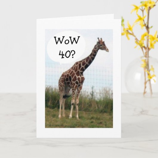 DE Giraffe ZEGT DAT 40 ER GOED UITZIET VANAF HIER! Kaart (Gele Bloem)