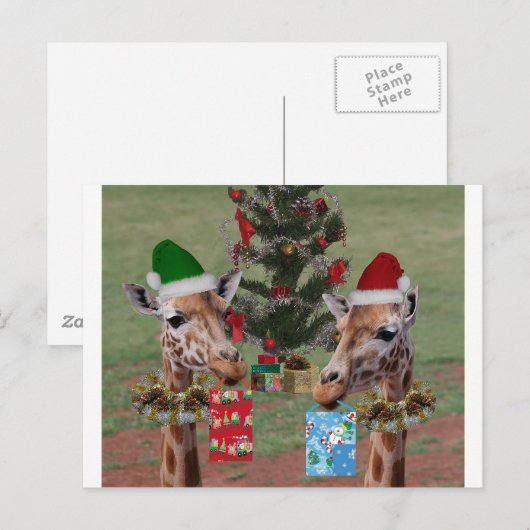 De Giraffes van Kerstmis Feestdagenkaart (Voorkant / Achterkant)