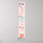 De 'Girly Ocean Life Growth Chart' houdt op 8x44! Poster (Voorkant)
