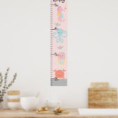 De 'Girly Ocean Life Growth Chart' houdt op 8x44! Poster (Keuken)