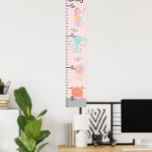 De 'Girly Ocean Life Growth Chart' houdt op 8x44! Poster (Thuiskantoor)