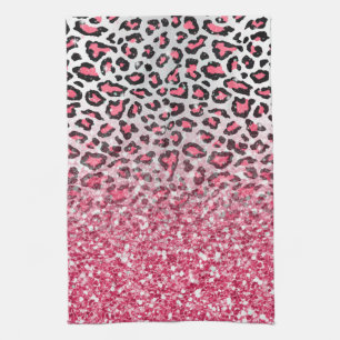 de girly trendy dierlijke druk van de kauwgom roze theedoek