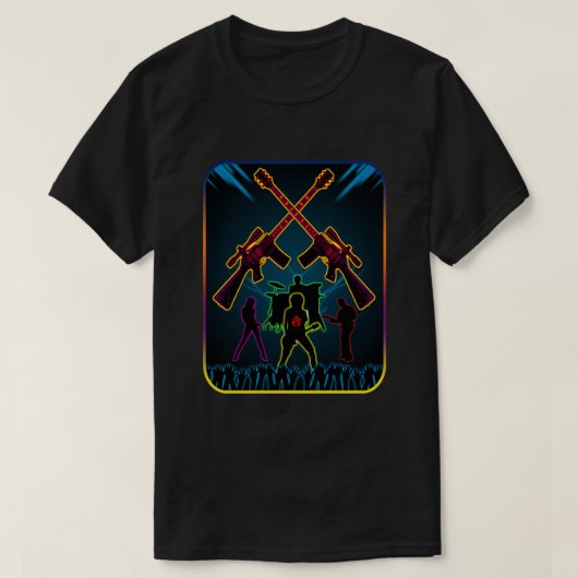 De Gitaar Blacklight van de aanval T-shirt (Design voorkant)