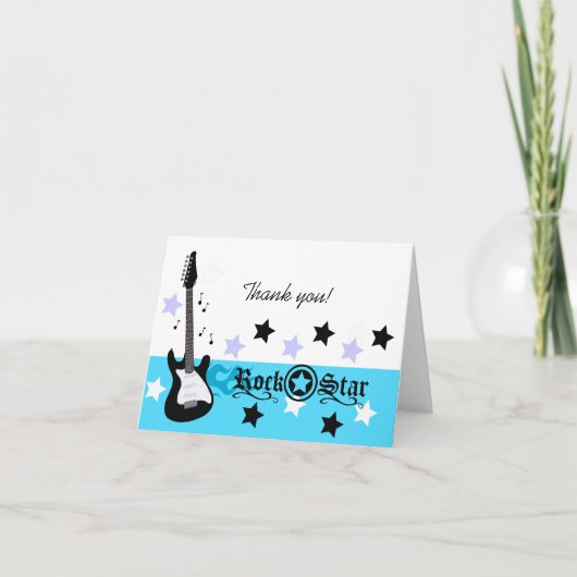 De Gitaar van de Ster van de rots *Blue* dankt u Bedankkaart (Voorkant)