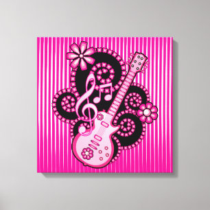 De Gitaar van Girlie Canvas Afdruk