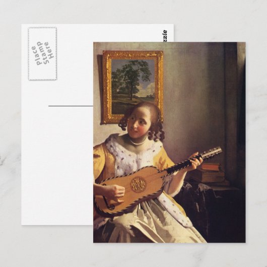 De gitaarspeler van Johannes Vermeer Briefkaart (Voorkant / Achterkant)