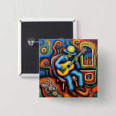 De gitaarspeler vierkante button 5,1 cm (Voorkant /achterkant)