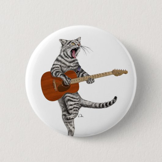 De gitarist Cat Ronde Button 5,7 Cm (Voorkant)