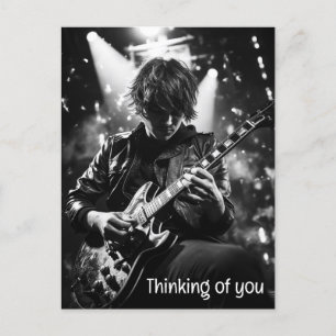De gitarist op het podium B&W foto Briefkaart