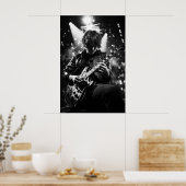 De gitarist op het podium B&W foto Poster (Keuken)