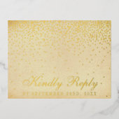 De  Glam Gold Confetti Wedding RSVP Real Folie Uitnodiging Briefkaart (Voorkant)