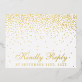 De  Glam Gold Confetti Wedding RSVP Real Folie Uitnodiging Briefkaart (Voorkant)
