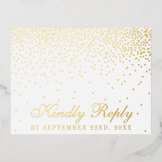 De  Glam Gold Confetti Wedding RSVP Real Folie Uitnodiging Briefkaart (Voorkant)