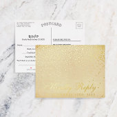 De Glam Gold Confetti Wedding RSVP Real Folie Uitnodiging Briefkaart