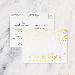 De  Glam Gold Confetti Wedding RSVP Real Folie Uitnodiging Briefkaart