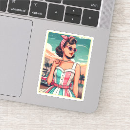 De glamor vrouwenmode uit de jaren vijftig, jurken sticker