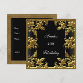 De glamour verjaardagsuitnodiging Elegant zwart go Kaart (Voorkant / Achterkant)