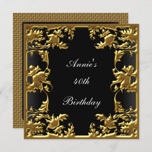 De glamour verjaardagsuitnodiging Elegant zwart go Kaart (Voorkant / Achterkant)