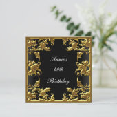 De glamour verjaardagsuitnodiging Elegant zwart go Kaart (Staand voorkant)