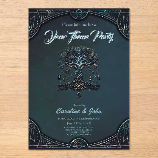 De glans van de levensboom, de Pareltjes van de zi Acryl Uitnodigingen (Voorkant)