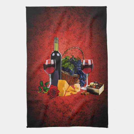 De glazen van de wijn, fles, druiven, kaas, theedoek (Verticaal)