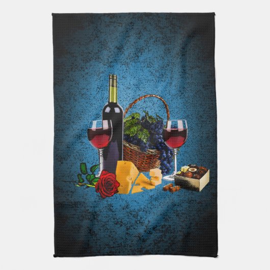 De glazen van de wijn, fles, druiven, kaas, theedoek (Verticaal)