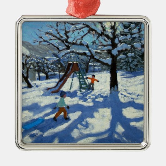 De glijbaan in de winter Bourg St. Moritz Metalen Ornament (Voorkant)
