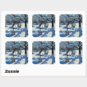 De glijbaan in de winter Bourg St. Moritz Vierkante Sticker (Vel)