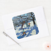 De glijbaan in de winter Bourg St. Moritz Vierkante Sticker (Envelop)