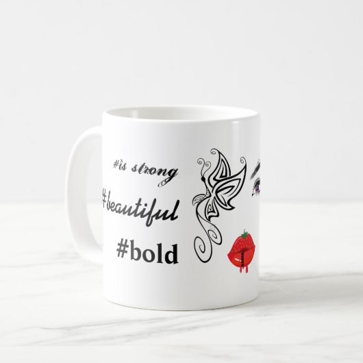 De glimlach is de Beste Makeup| Tattoo | Lips Coff Koffiemok (Voorkant links)