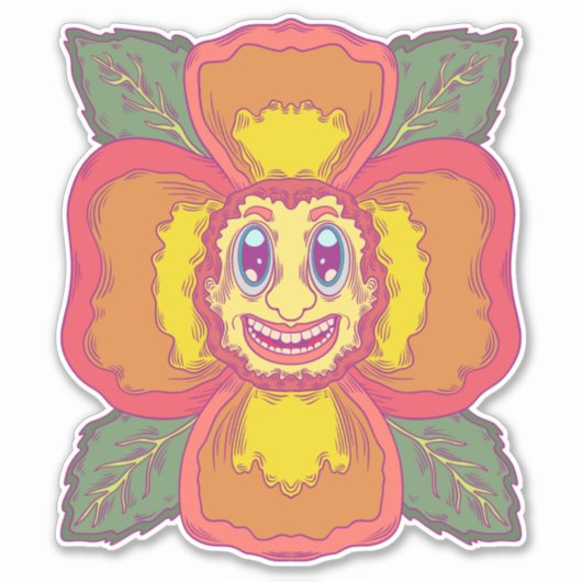 De glimlachende bloem sticker (Voorkant)