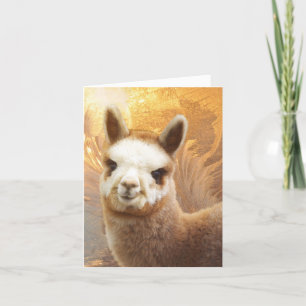 De glimlachende Kerstkaarten van de Alpaca Feestdagen Kaart