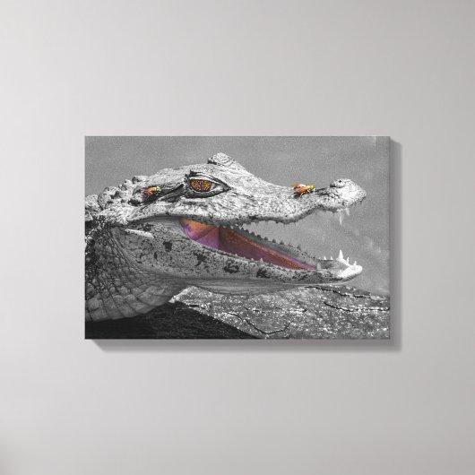 De glimlachende krokodil en de vliegen canvas afdruk (Voorkant)