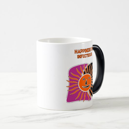 De glimlachende zonnetwerper magische mok (Voorkant rechts)