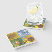 De glimlende zonnebloem stenen onderzetter (Zijkant)