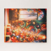 De glinsterende retro, groovy kerstboom legpuzzel (Horizontaal)