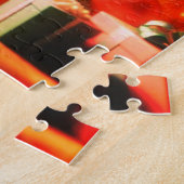 De glinsterende retro, groovy kerstboom legpuzzel (Zijkant)