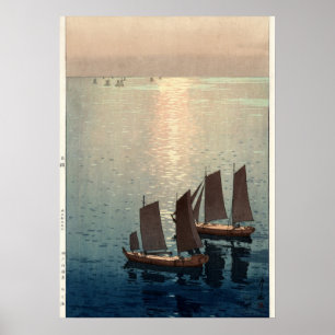 De glinsterende zee door Hiroshi Yoshida Poster