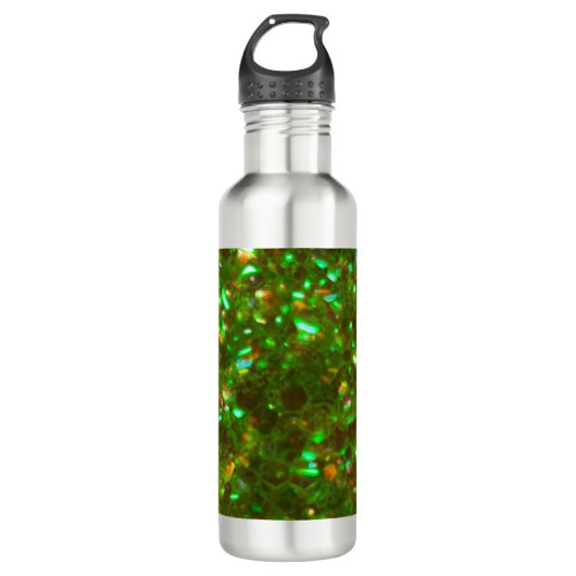 De Glitz glamour glitter groen Staal waterfles! Waterfles (Voorkant)