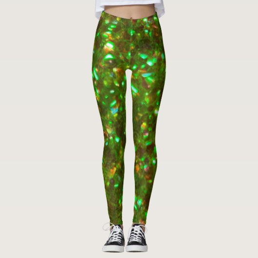 De Glitz glinsterende groene leggings, speciaal vo Leggings (Voorkant)