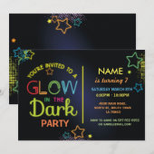 De gloed in de Donkere Birthday Partij nodigt de K Kaart (Voorkant / Achterkant)