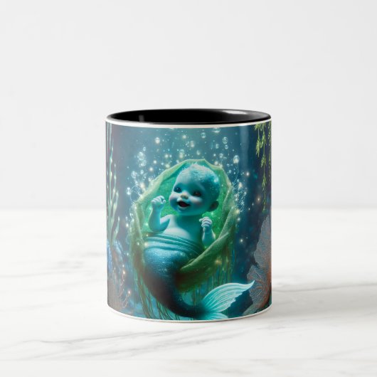 De gloeiende baby merchild tweekleurige koffiemok (Center)