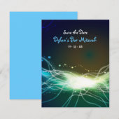 De gloeiende Neon Star Bar Mitzvah bewaart de datu Save The Date (Voorkant / Achterkant)