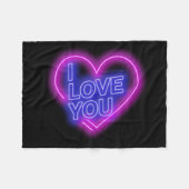 De gloeiende neon ziet roze blauwe Valentijn Harde Fleece Deken (Voorkant (Horizontaal))