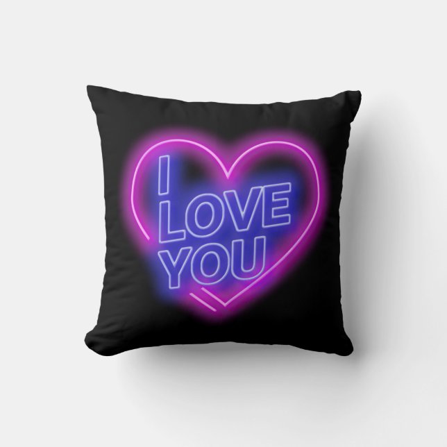 De gloeiende neon ziet roze blauwe Valentijn Harde Kussen (Voorkant)