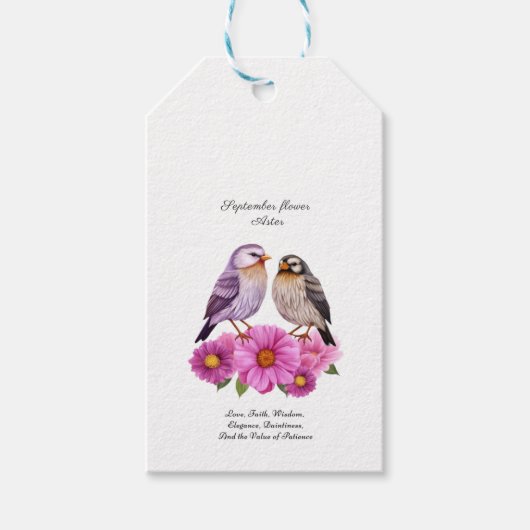 De glorieuze bloem van september - Aster Cadeaulabel (Voorkant)