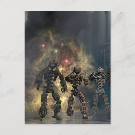 de glorieuze zeven robots b briefkaart (Voorkant)