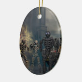 de glorieuze zeven robots b keramisch ornament (Links)