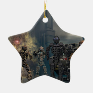 de glorieuze zeven robots b keramisch ornament